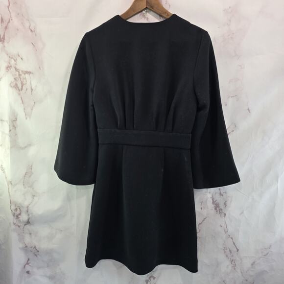 & Other Stories Dress Womens 6 Small Black Mini Skater Button V Plested Quarter - Picture 6 of 14